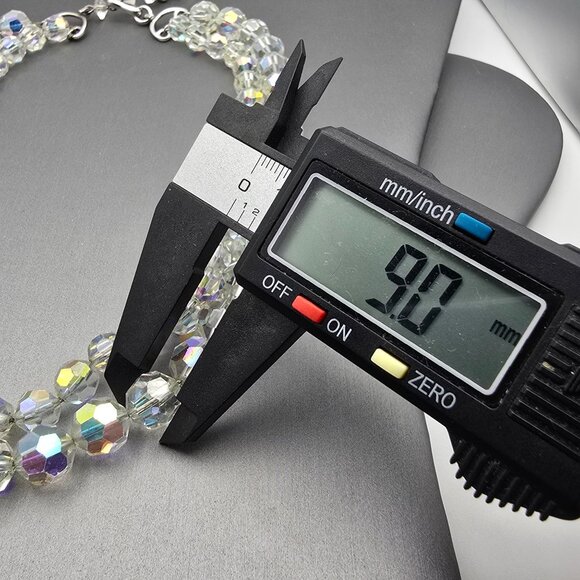 VTG AB Crystal Double Strand Beaded Choker Necklace 13" Graduated Faceted Beads - Picture 5 of 8